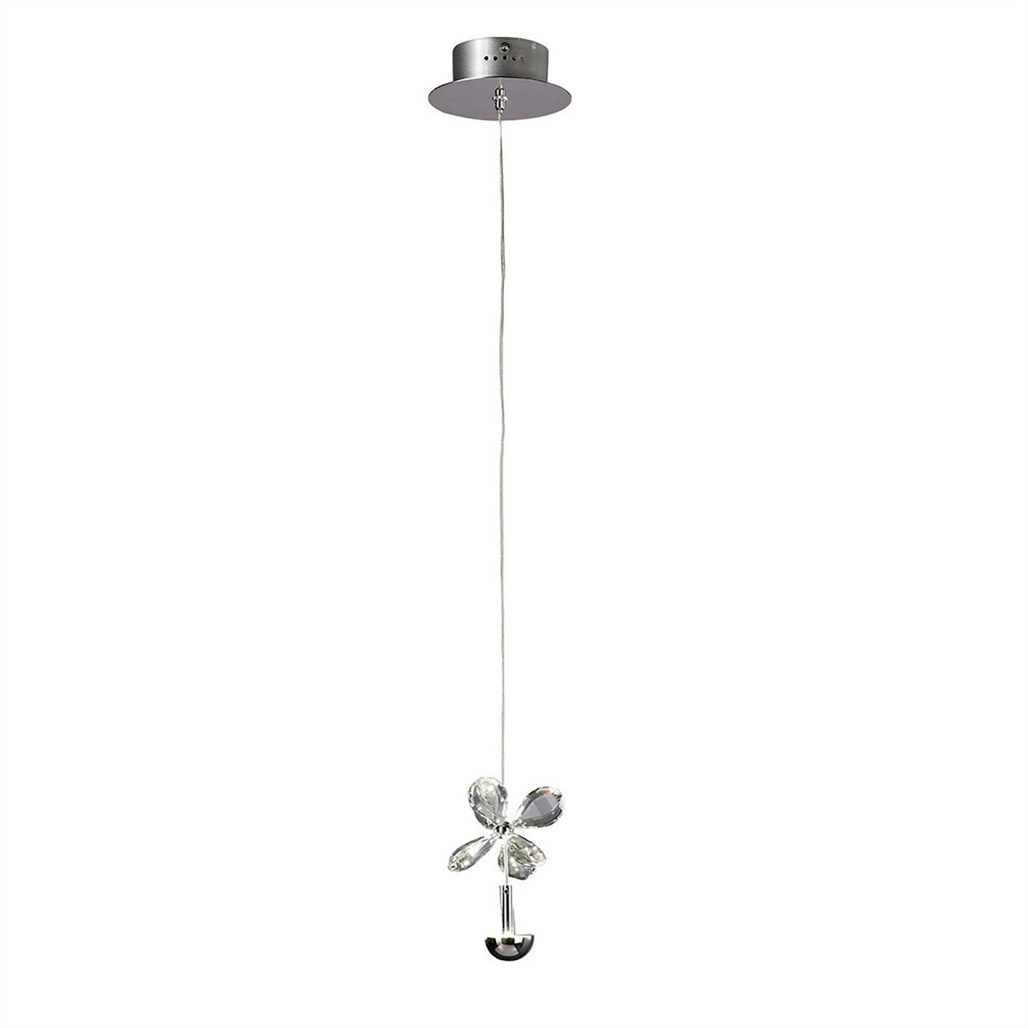 Diyas Aviva 12cm  1 Light 4000K LED Polished Chrome/Crystal Ceiling Pendant Light Fitting