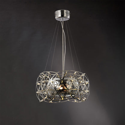 Diyas Atria 55cm  2 Light E27 with LEDs and Remote Control Stainless Steel Ceiling Pendant Light Fitting