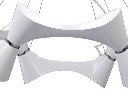 Mantra M1543 Ora Pendant 12 Twisted Round Light E27, Gloss White/White Acrylic/Polished Chrome