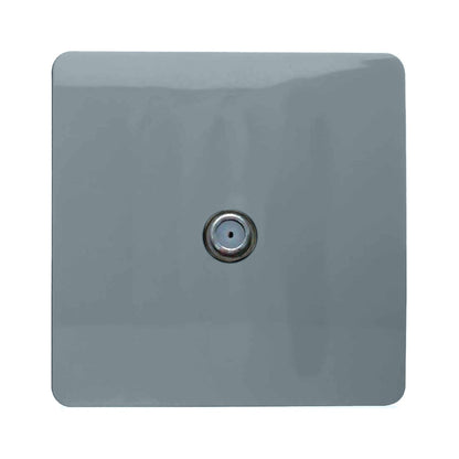Trendi 1 Gang Artistic Modern Glossy Screwless Television Satellite Socket Cool Grey