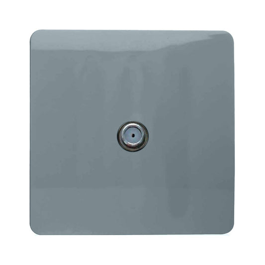 Trendi 1 Gang Artistic Modern Glossy Screwless Television Satellite Socket Cool Grey