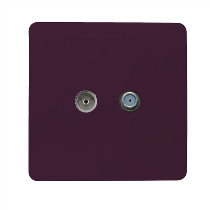 Trendi Switch Plum Purple TV Coaxial & F-Type Satellite Socket - Screwless