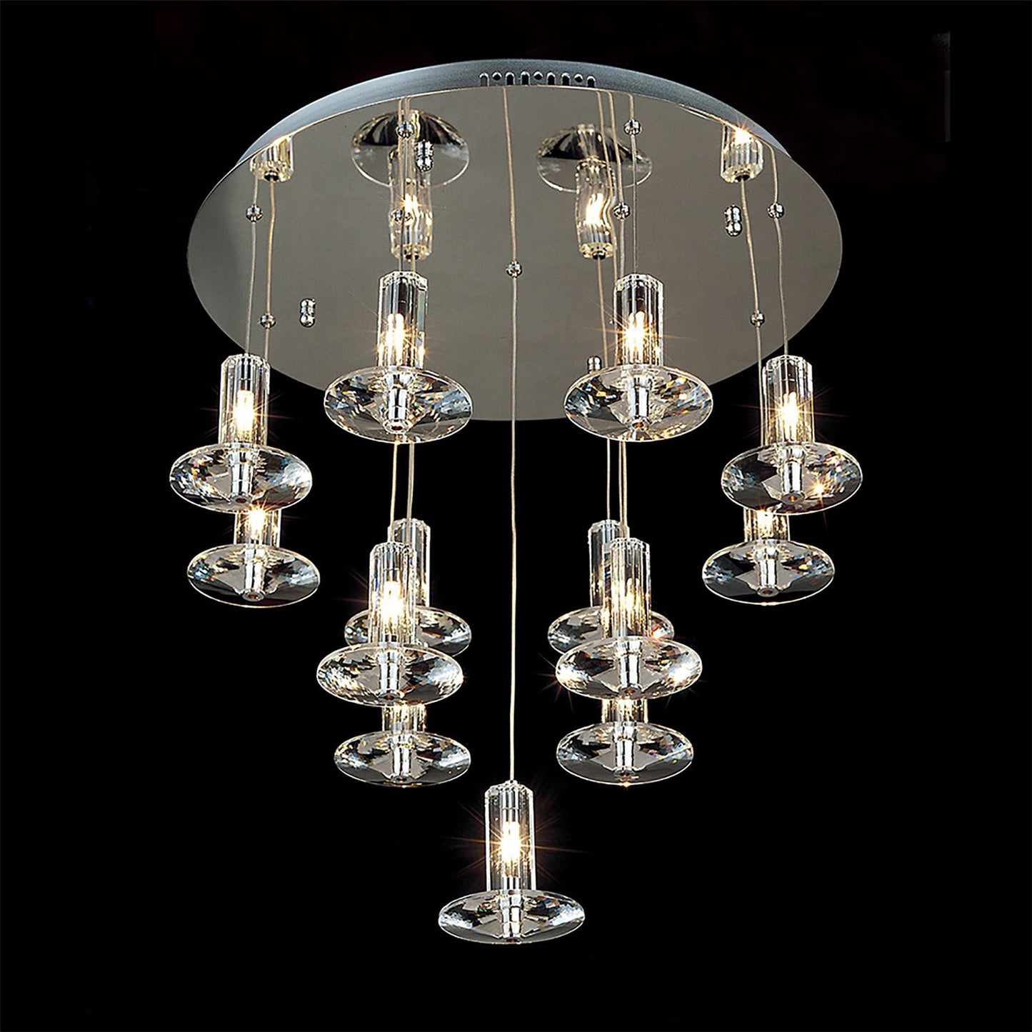 Diyas Troy 50cm  Round 13 Light G4 Polished Chrome/Crystal, NOT LED/CFL Compatible Ceiling Pendant Light Fitting