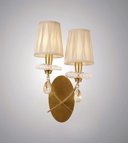 Mantra Sophie GP M6294 Sophie Wall Light, 2 x E14 (Max 20W), Gold Painting, Cream Shades