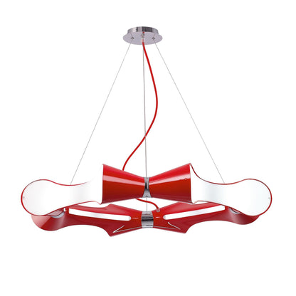 Mantra M1561 Ora Pendant 8 Flat Round Light E27, Gloss Red/White Acrylic/Polished Chrome
