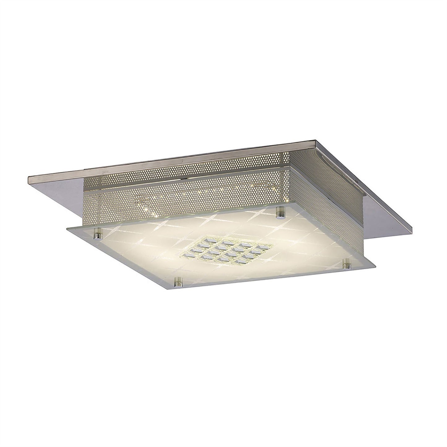 Diyas Ines Square Flush  75 X 0.72W LED 3600K Polished Chrome/Crystal, 3yrs Warranty Crystal Ceiling Light Fitting