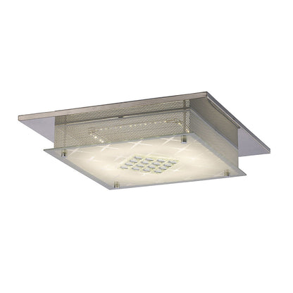 Diyas Ines Square Flush  75 X 0.72W LED 3600K Polished Chrome/Crystal, 3yrs Warranty Crystal Ceiling Light Fitting
