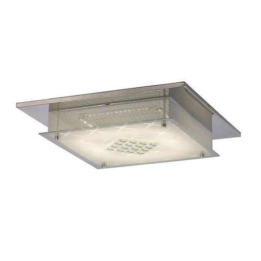 Diyas Ines Square Flush  75 X 0.72W LED 3600K Polished Chrome/Crystal, 3yrs Warranty Crystal Ceiling Light Fitting