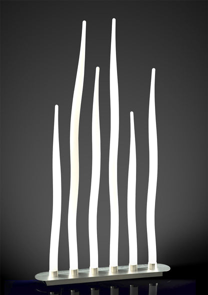 Mantra Estalacta Floor Lamp 6 Light GU10 Bar Indoor/Outdoor IP44, Silver/Opal White
