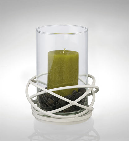 Diyas Home (DH) Oriana Candle Holder 9Cm White/Clear Glass Art