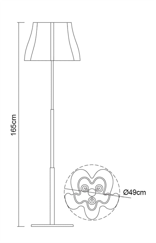 Mantra M3723 Miss Floor Lamp 3 Light E27, Gloss Black/Polished Chrome
