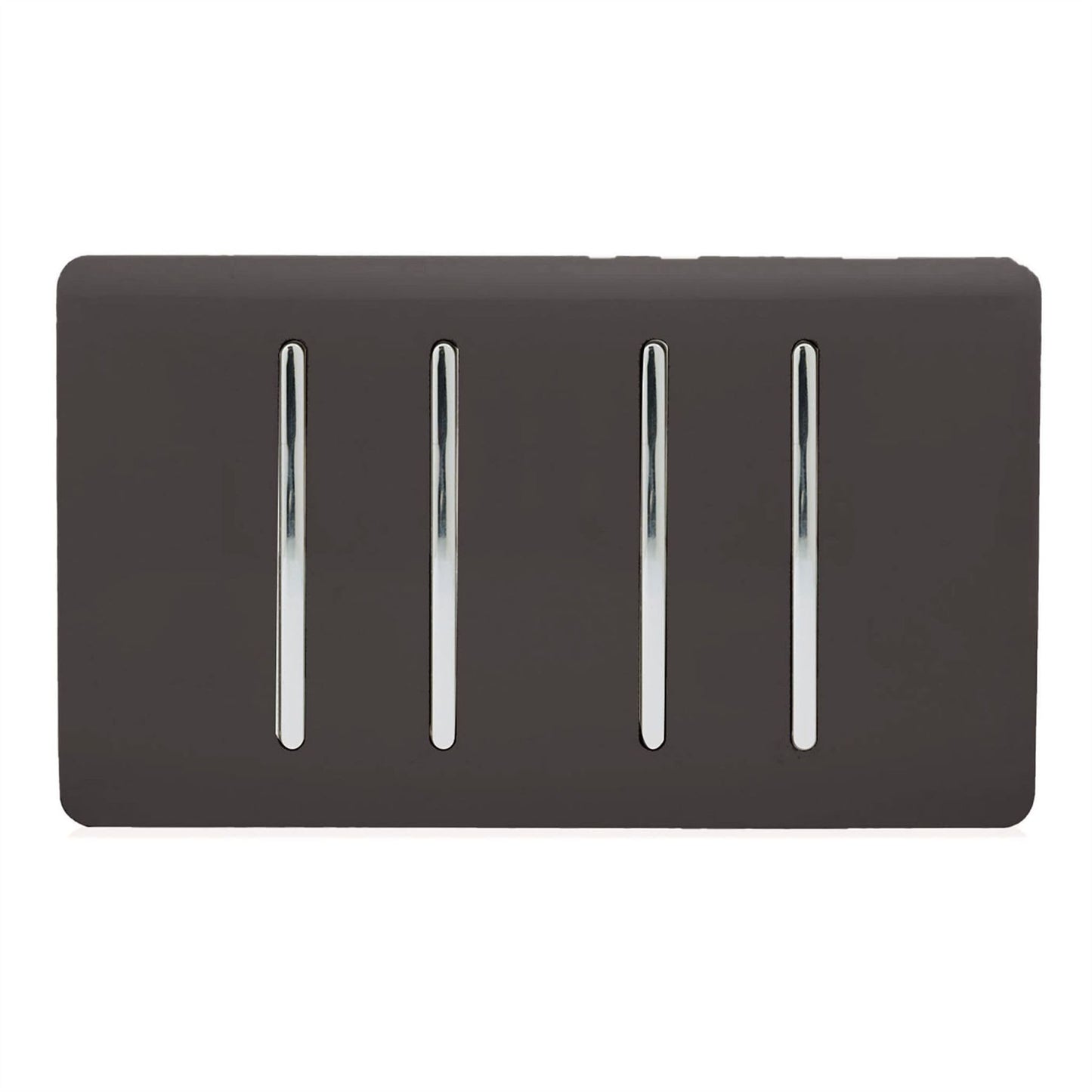 Trendi 4 Gang (2 Way & 1x Intermediate) Glossy 10 Amp Rocker Light Switch Dark Brown