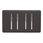 Trendi 4 Gang (2 Way & 1x Intermediate) Glossy 10 Amp Rocker Light Switch Dark Brown