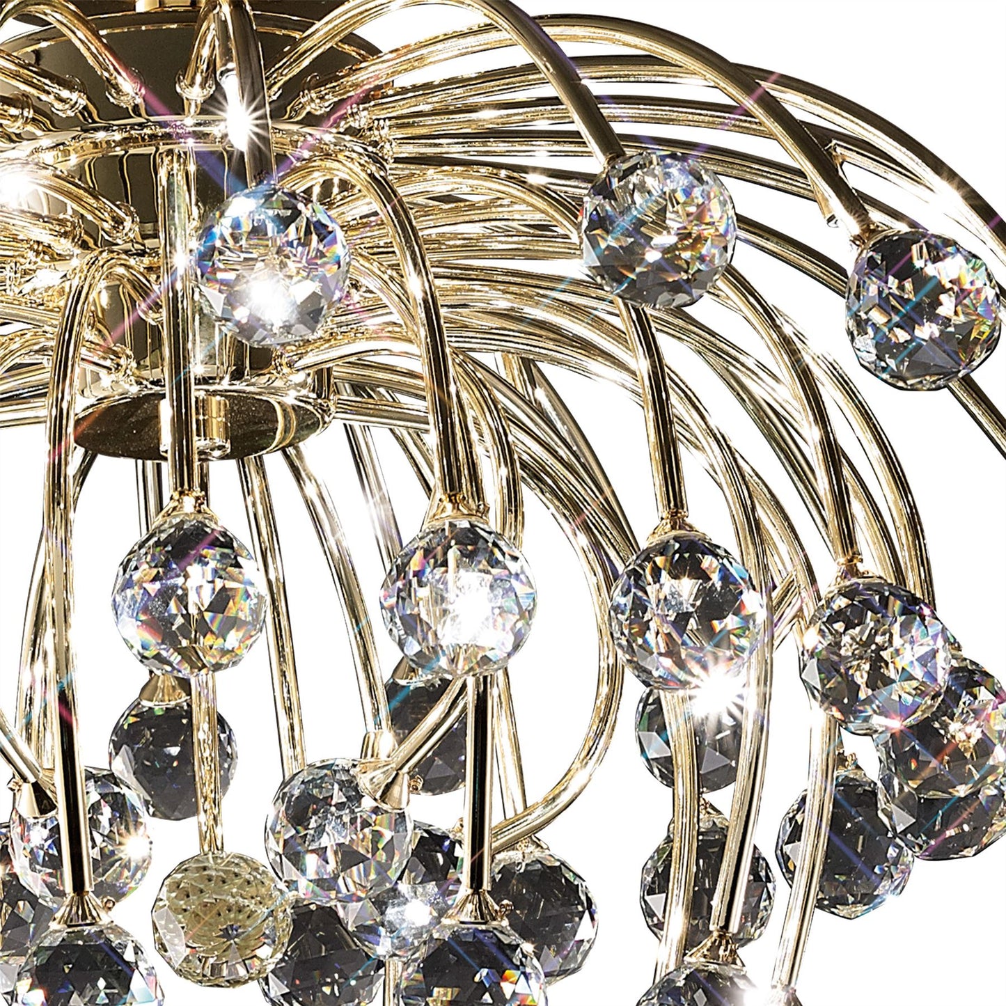 Diyas Xeena 60cm  10 Light G4 French Gold/Crystal, NOT LED/CFL Compatible Ceiling Light Fitting