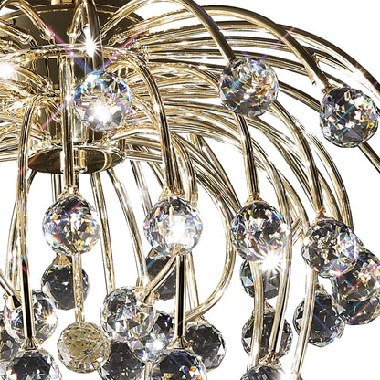 Diyas Xeena 60cm  10 Light G4 French Gold/Crystal, NOT LED/CFL Compatible Ceiling Light Fitting