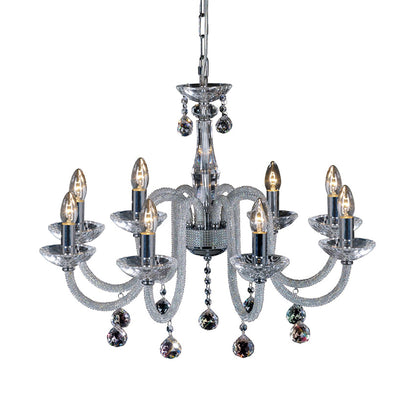 Diyas Amora 72cm  8 Light E14 Polished Chrome/Crystal Ceiling Pendant Light Fitting