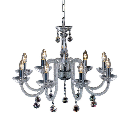 Diyas Amora 72cm  8 Light E14 Polished Chrome/Crystal Ceiling Pendant Light Fitting