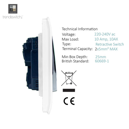 Trendi Artistic Modern Auto Retractive 1 Door Bell Switch in Matt White - ART-DBMWH