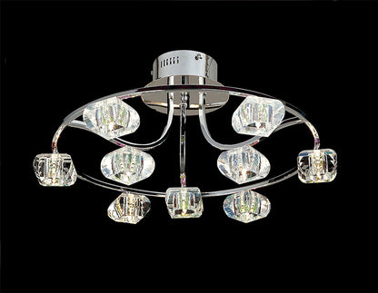 Diyas Polana 56cm Semi Flush Round 9 Light G4 Polished Chrome, NOT LED/CFL Compatible