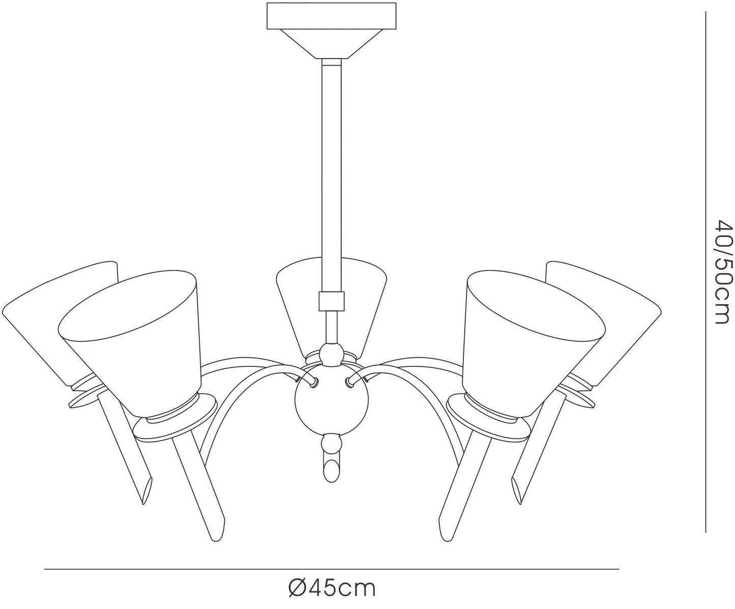 Diyas Kristina 45cm  5 Light G9 Polished Chrome/Opal Glass Ceiling Pendant Light Fitting