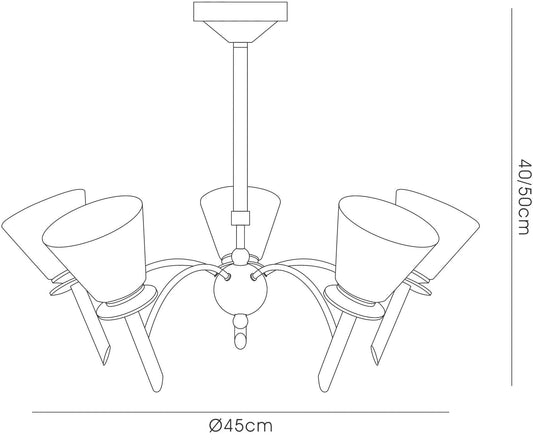 Diyas Kristina 45cm  5 Light G9 Polished Chrome/Opal Glass Ceiling Pendant Light Fitting