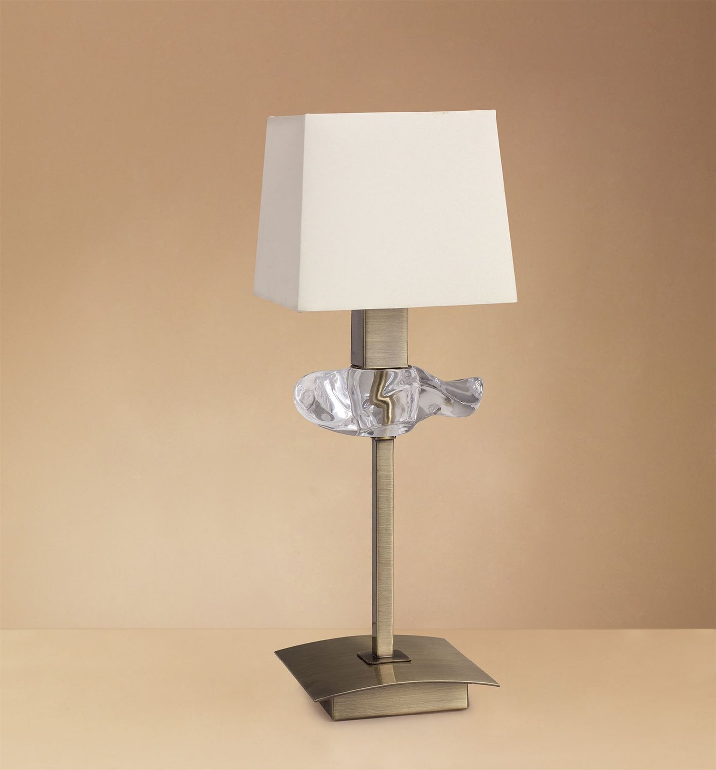 Mantra Akira Table Lamp 1 Light E14, Antique Brass with Cream Shade