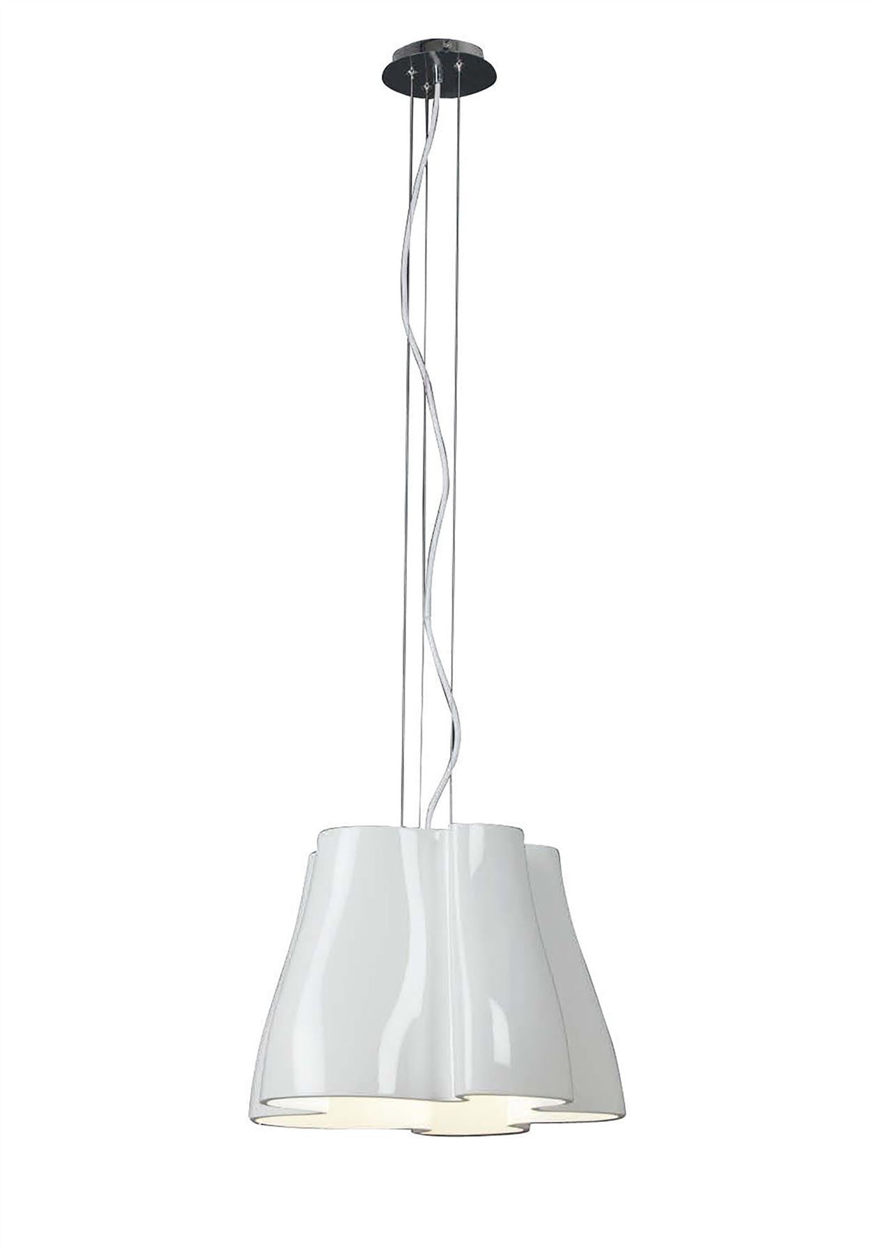 Mantra M3720 Miss Pendant 3 Light E27, Gloss White/Polished Chrome