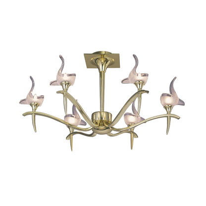 Mantra Viena 61cm Semi Flush Round 6 Light G9, Polished Brass