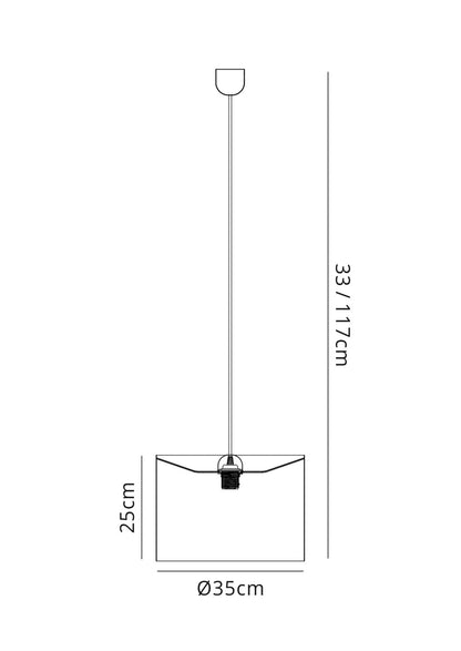Deco Dako Black Pendant 1 Light E27 with 350 x 250mm Metallic Bronze Finish Cylinder Shade, c/w Ceiling Bracket