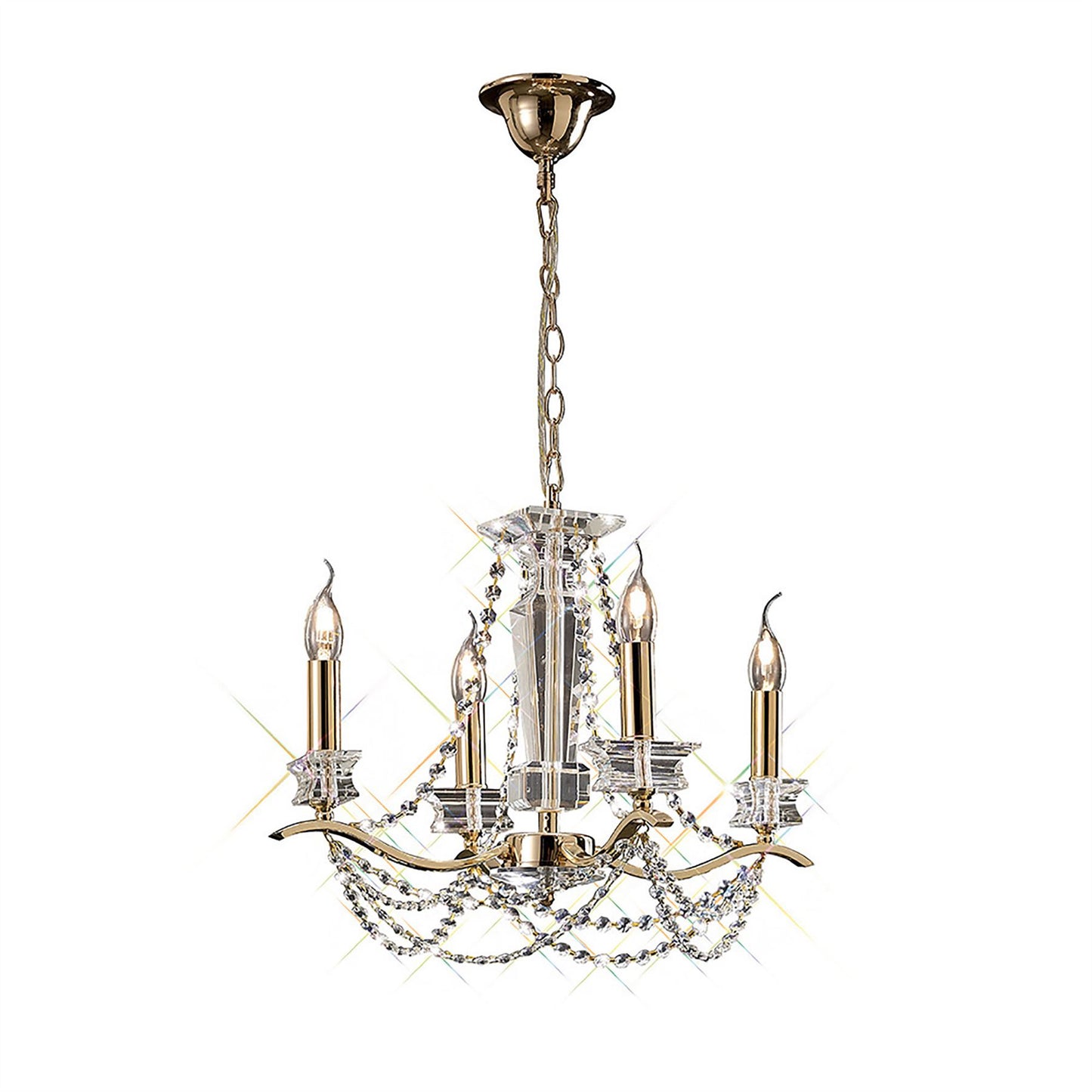 Diyas Nydia 55cm  4 Light E14 French Gold/Crystal Ceiling Pendant Light Fitting