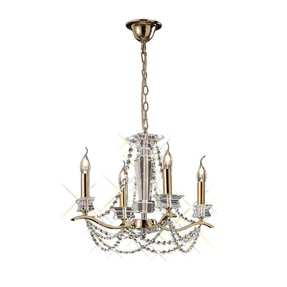 Diyas Nydia 55cm  4 Light E14 French Gold/Crystal Ceiling Pendant Light Fitting