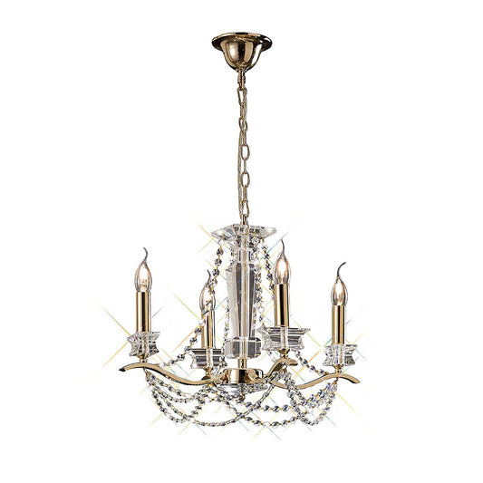 Diyas Nydia 55cm  4 Light E14 French Gold/Crystal Ceiling Pendant Light Fitting