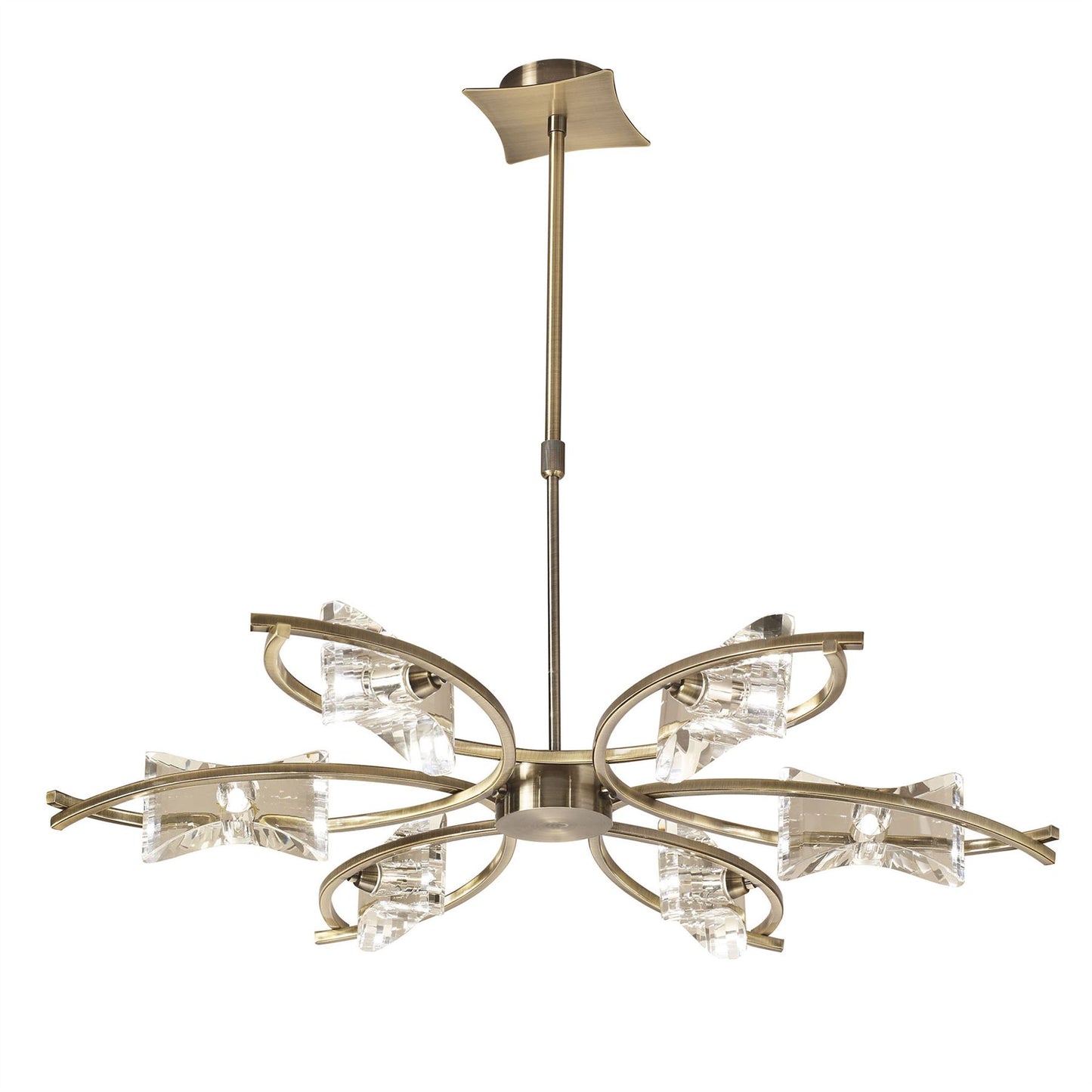 Mantra Kromo 79cm Telescopic Convertible To Semi Flush 6 Light G9, Antique Brass