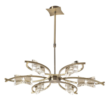 Mantra Kromo 79cm Telescopic Convertible To Semi Flush 6 Light G9, Antique Brass