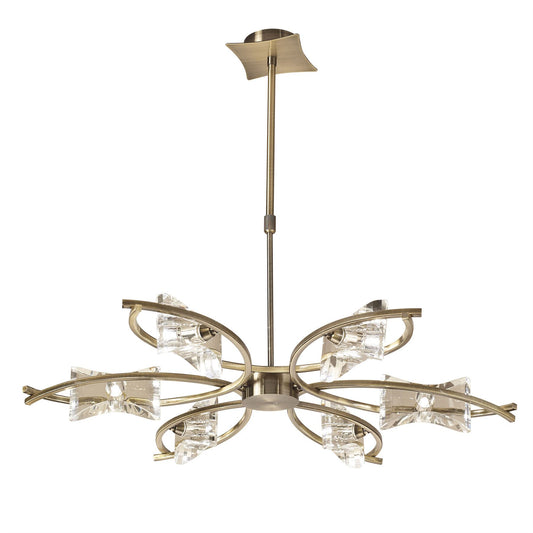 Mantra Kromo 79cm Telescopic Convertible To Semi Flush 6 Light G9, Antique Brass