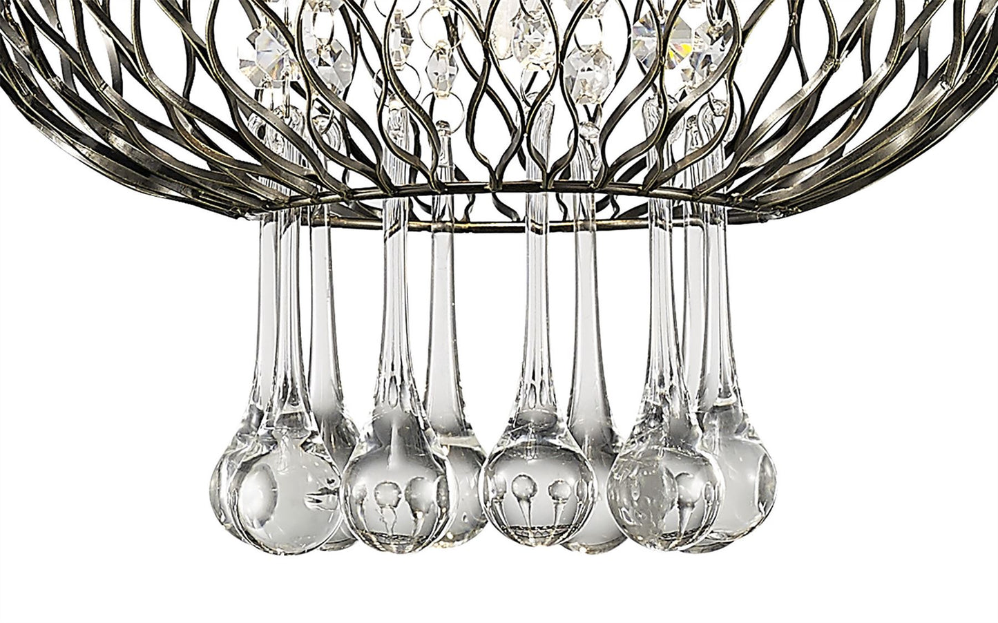 Diyas Chelsie 28cm Medium  1 Light E14 Antique Brass/Clear Beaded Glass Ceiling Pendant Light Fitting