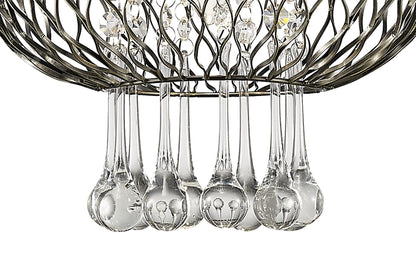 Diyas Chelsie 28cm Medium  1 Light E14 Antique Brass/Clear Beaded Glass Ceiling Pendant Light Fitting