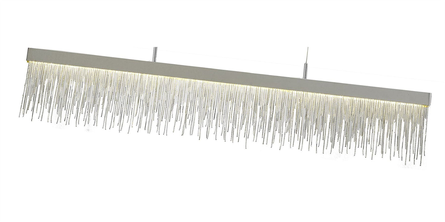 Mantra Fusion Fusion M6250 Cinna Linear Pendant 33W LED, 3000K, 3300lm, Polished Chrome/ Crystal Chain, 3yrs Warranty