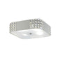 Diyas Denver Square Flush  4 Light E27, Matt White/Frosted Glass/Polished Chrome Ceiling Light Fitting