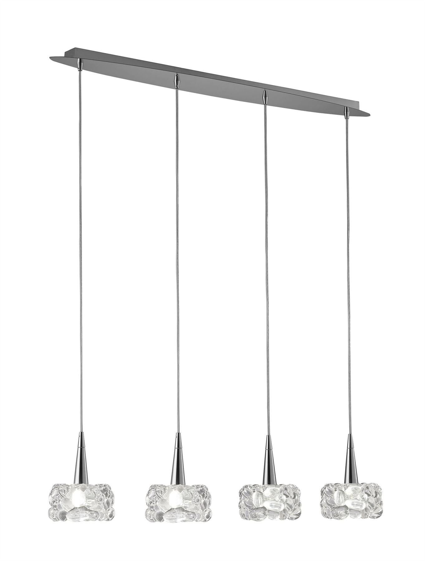 Mantra M3920 O2 Linear Pendant 4 Light G9 Line, Polished Chrome