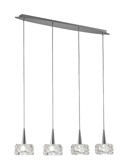 Mantra M3920 O2 Linear Pendant 4 Light G9 Line, Polished Chrome
