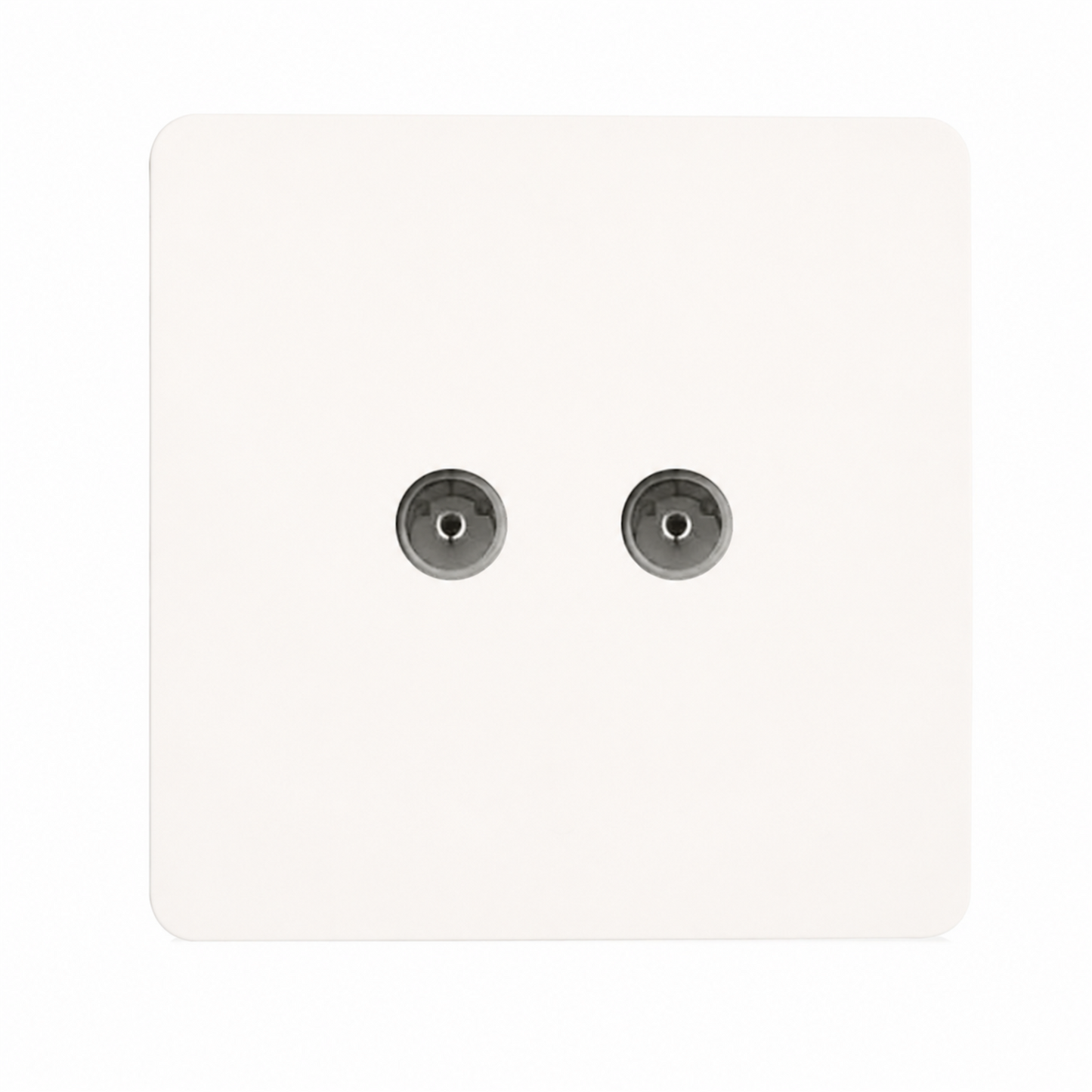 Trendi Switch 2 Gang Female Co-Axial Television Socket in Matt White - ART-2TVMWH