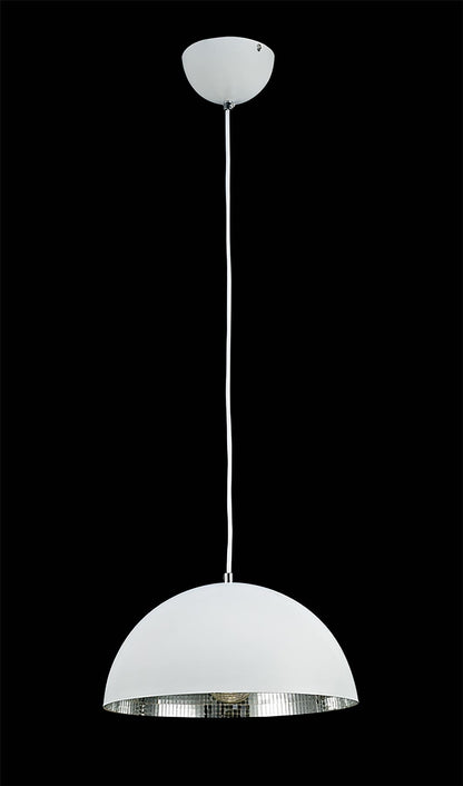 Deco Krista 30cm Single Pendant 1 Light E27, Matt White/Mirror Mosaic Inner