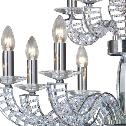 Diyas Santo 78cm  2 Tier 12 Light E14 Polished Chrome/Crystal Ceiling Pendant Light Fitting