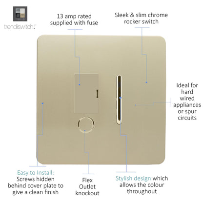 Trendi Artistic Modern Glossy Tactile Fused Spur Switch Gold ART-FSGO