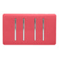 Trendi Artistic Modern Glossy 4 Gang 2 Way  Rocker Double Plate Tactile Light Switch Strawberry