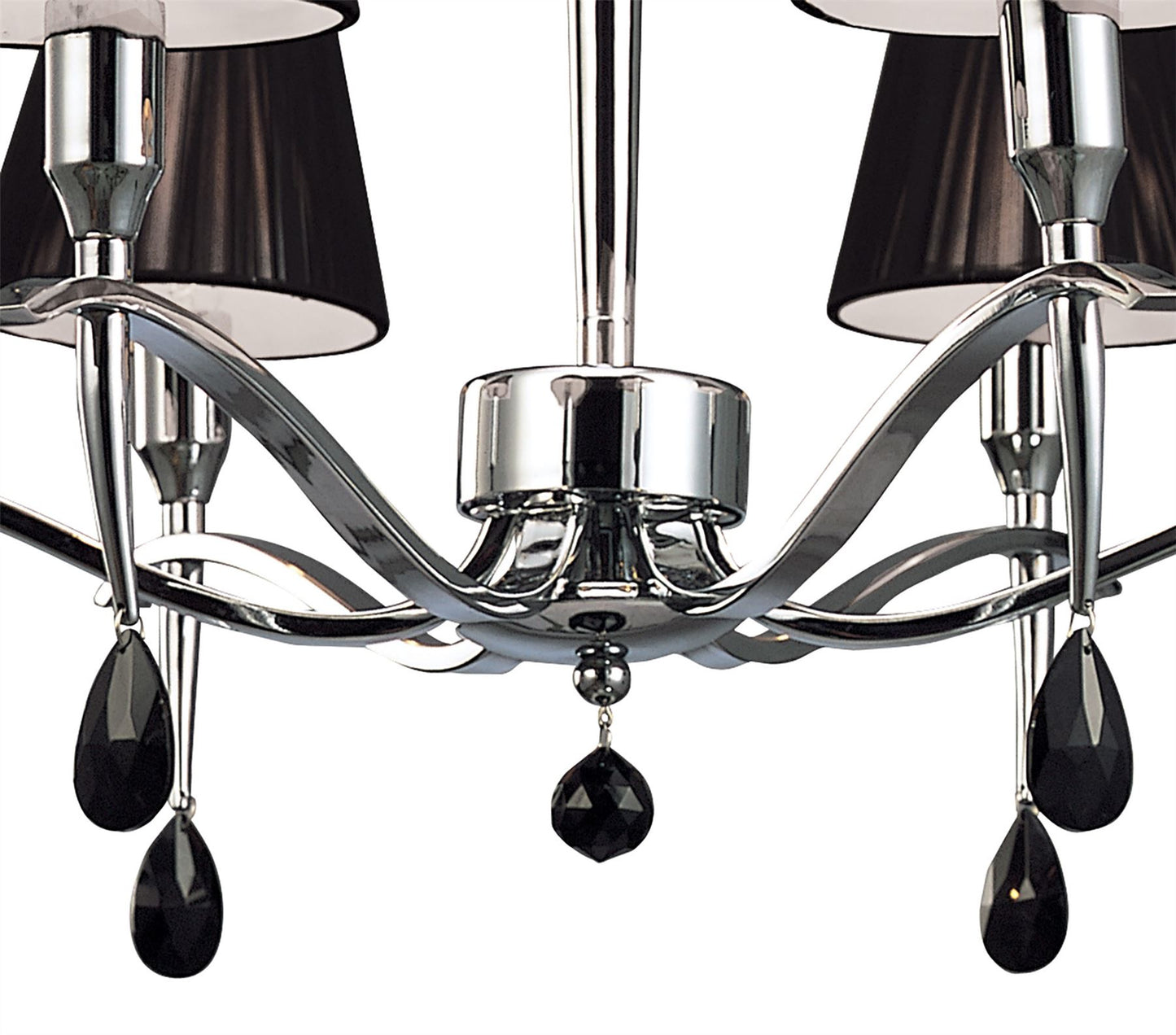 Mantra M0342 Siena Pendant Round 6 Light E14, Polished Chrome with Black Shades and Black Crystal
