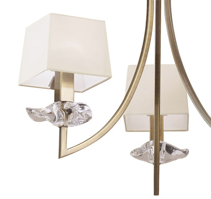 Mantra Akira 54cm Pendant 3 Light E14, Antique Brass with Cream Shades