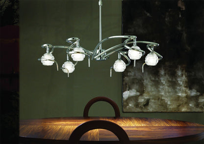 Mantra M0079 Dali Telescopic Pendant Semi Flush Convertible 6 Light G9, Polished Chrome