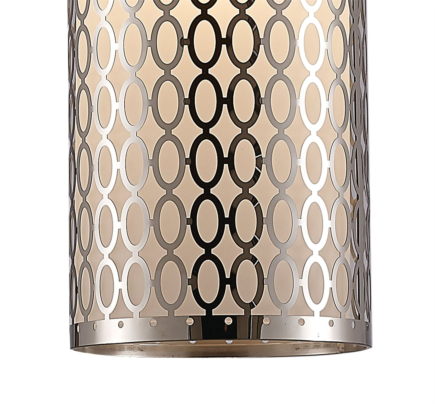 Deco Charon Single Oval Pattern Pendant 1 Light E27 Polished Chrome